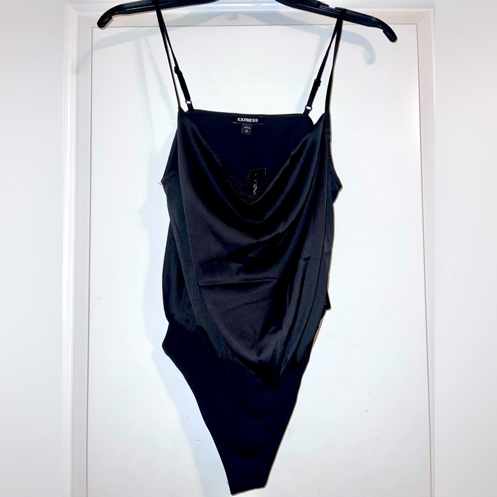COPY - Express, Satin, cowl neck, body suit with lace.